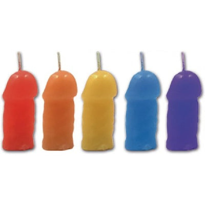 Rainbow Pecker Party Candles 5pk - One Stop Adult Shop