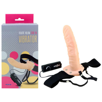 Realistic Hollow Strap-On Vibrator - One Stop Adult Shop