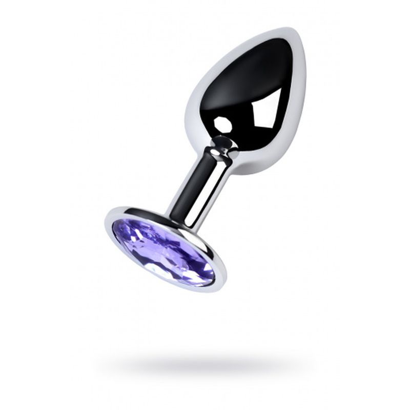 Metal Silver Anal Plug w Amethyst Crystal - One Stop Adult Shop