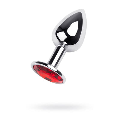 Silver Metal Anal Plug w Red Ruby Gem - One Stop Adult Shop