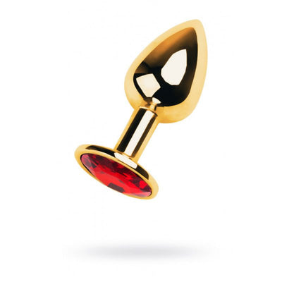 Gold Metal Anal Plug w Red Ruby Gem - One Stop Adult Shop