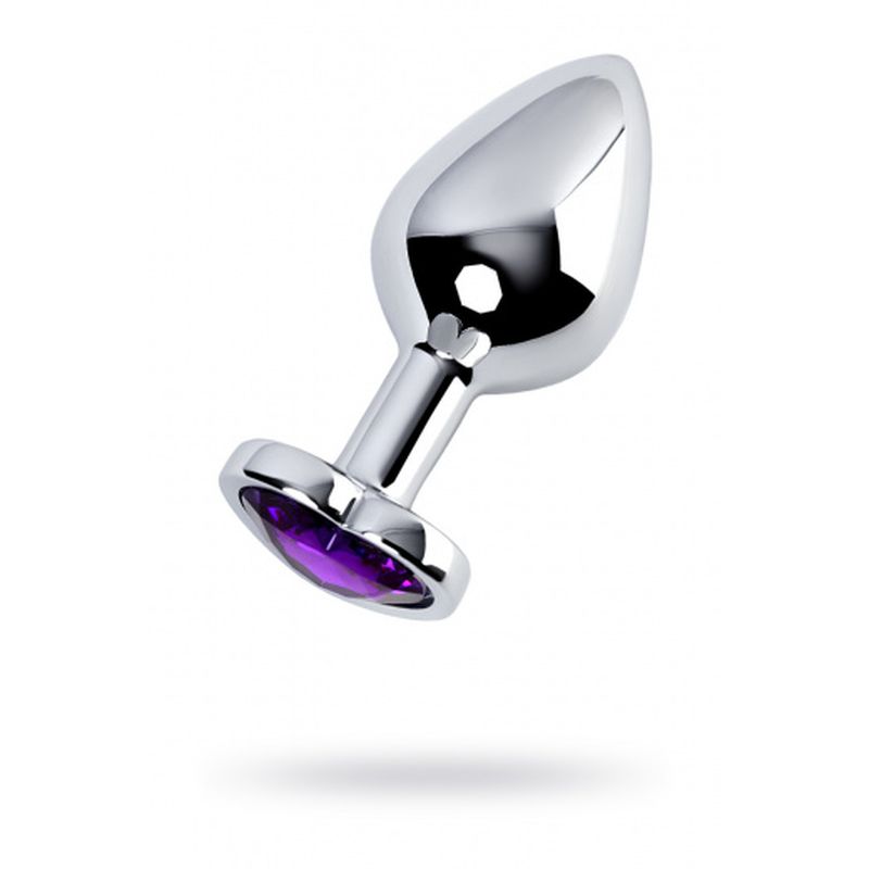 Silver Metal Anal Plug w Amethyst Crystal - One Stop Adult Shop