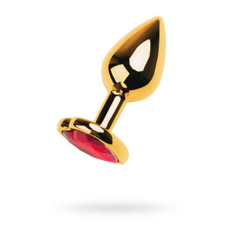 Gold Metal Anal Plug w Red Ruby Crystal - One Stop Adult Shop