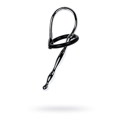 Silver Metal Urethral Plug w Black Silicone Ring - One Stop Adult Shop