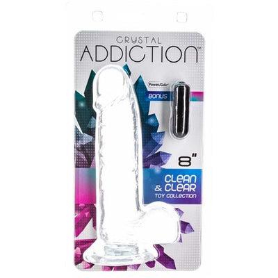 Crystal Dildo w Balls 8in Clear - One Stop Adult Shop