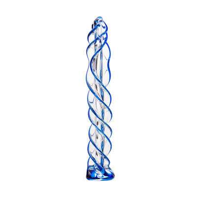 Sexus Glass Dildo Blue Helix 18.7cm - One Stop Adult Shop