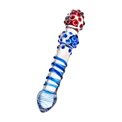 Sexus Glass Dildo Blue Red 20.5cm - One Stop Adult Shop