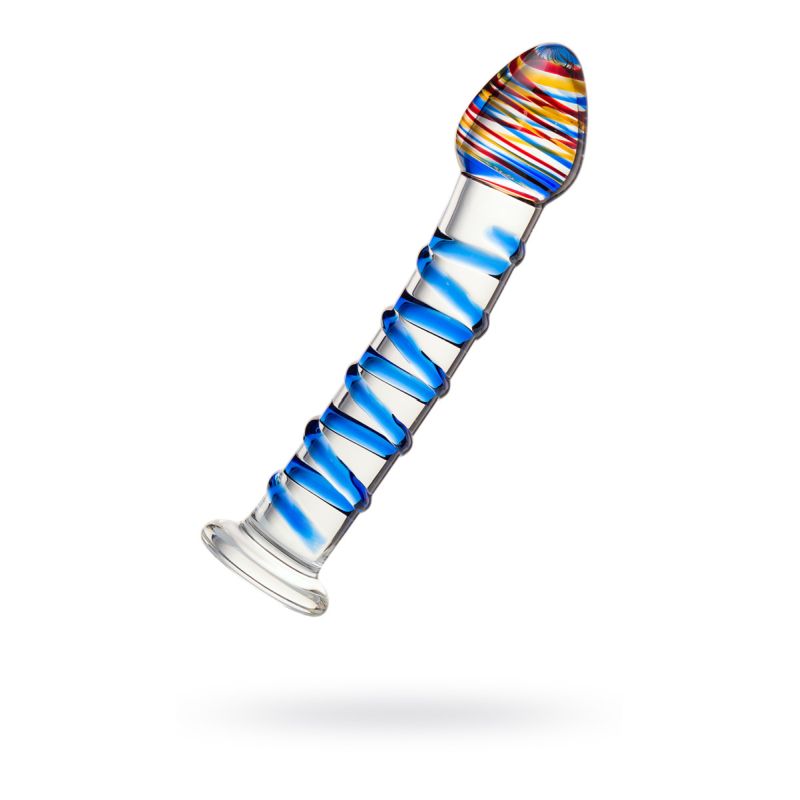 Sexus Glass Dildo Blue Swirls 18cm - One Stop Adult Shop