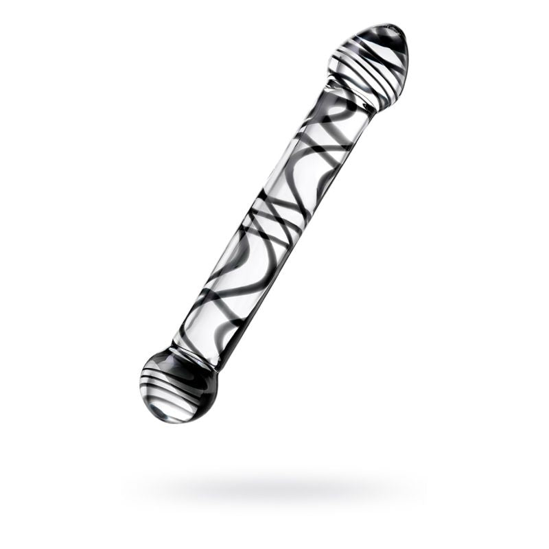 Sexus Glass Dildo Duo Black Swirl 20.5cm - One Stop Adult Shop