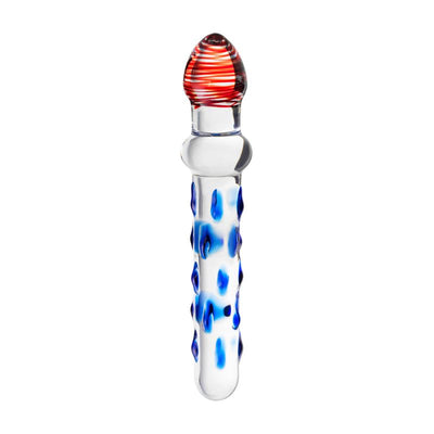 Sexus Glass Dildo Blue/Red 20 cm - One Stop Adult Shop