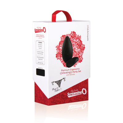 Rechargeable ergonomic remote control vibrating panty set - Black - One Stop Adult Shop