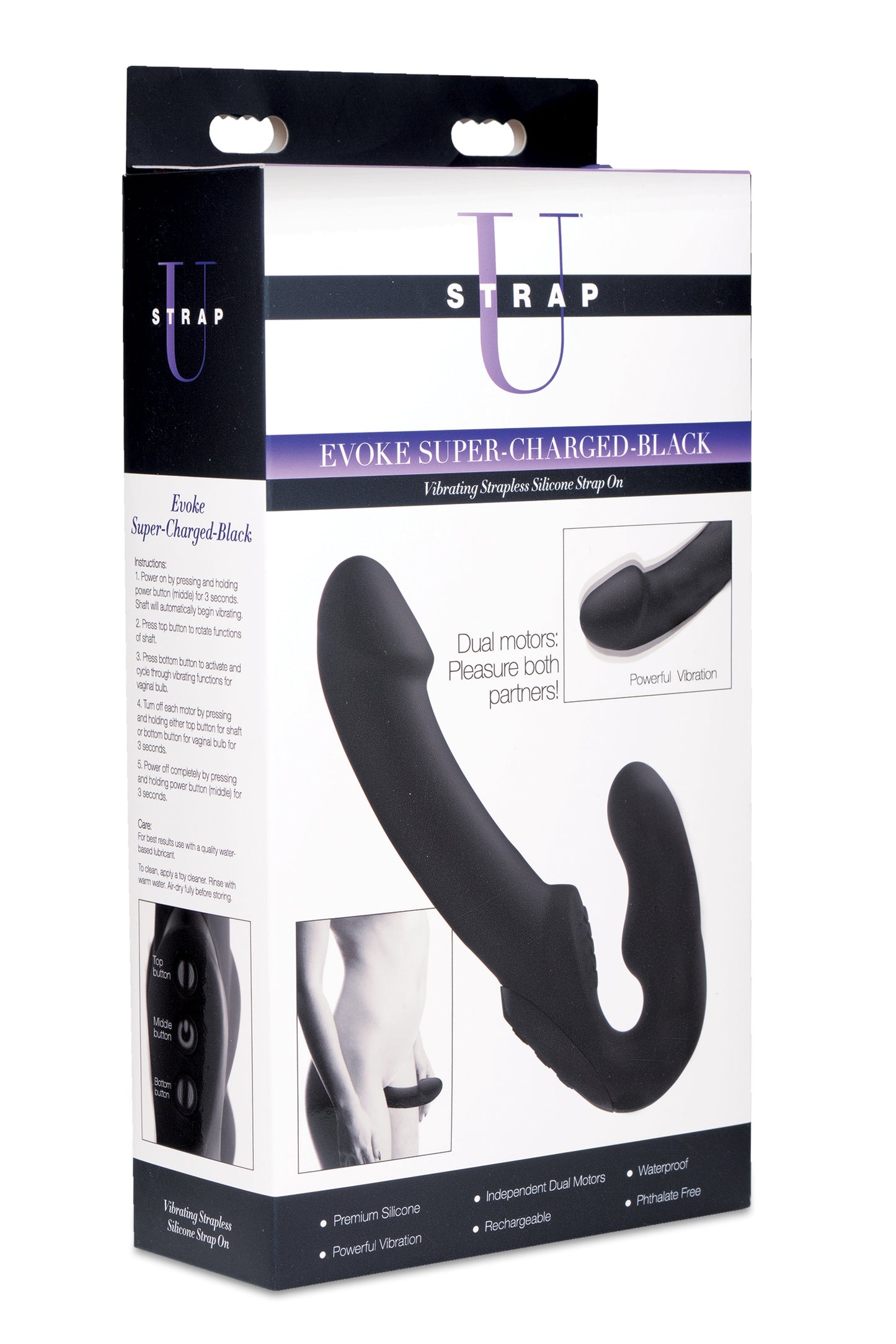 Evoke Rechargeable Vibrating Silicone Strapless Strap On - One Stop Adult Shop