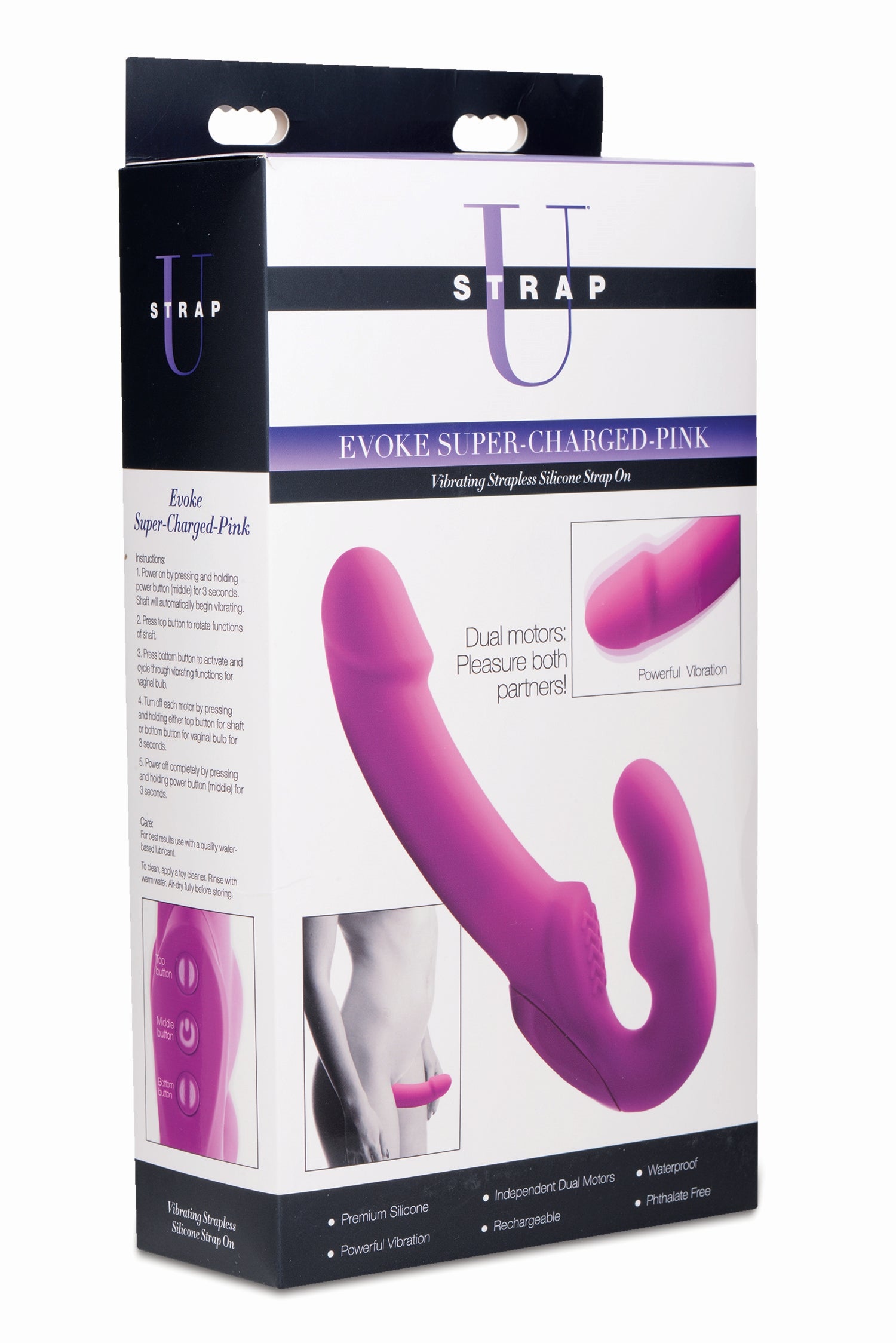 Evoke Rechargeable Vibrating Silicone Strapless Strap On - One Stop Adult Shop