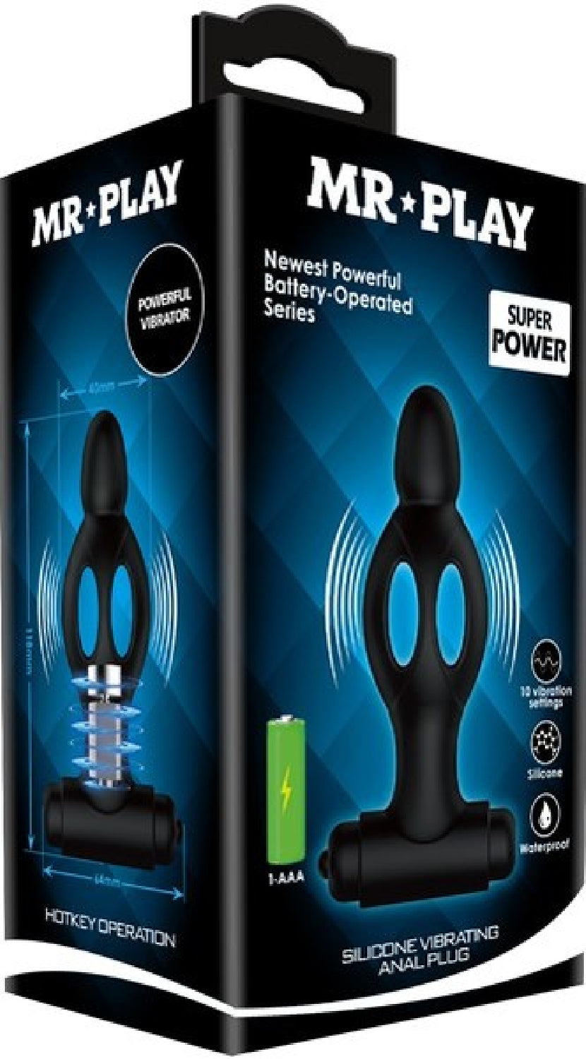 Silicone Vibrating Anal Plug (Black) - One Stop Adult Shop