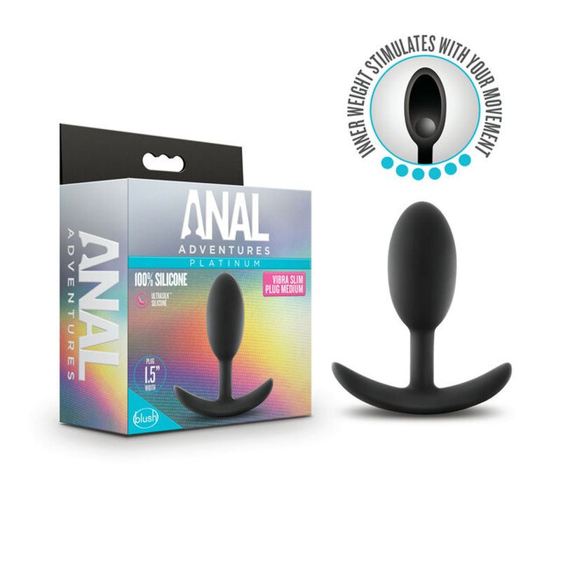 Anal Adventures Platinum Silicone Vibra Slim Plug Medium - One Stop Adult Shop