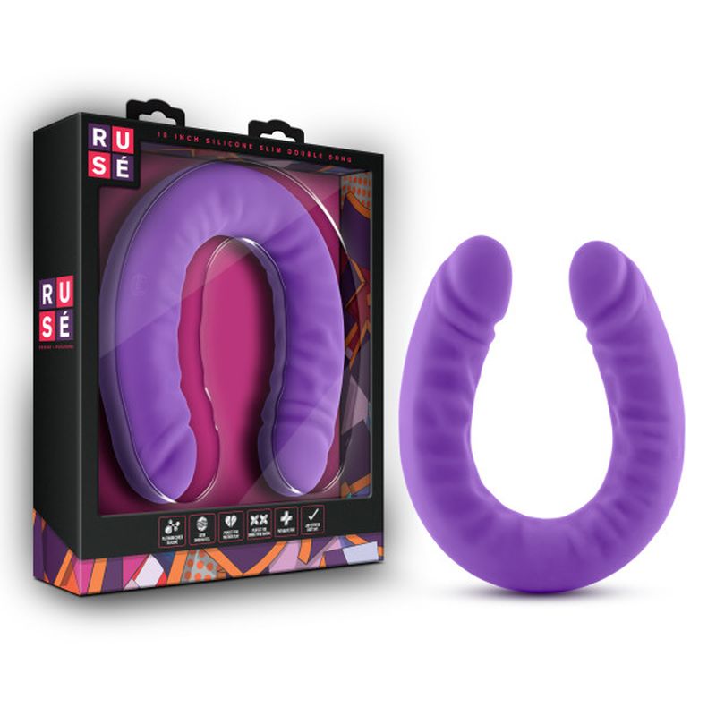 Ruse Silicone Slim 18in Purple Double Dong - One Stop Adult Shop