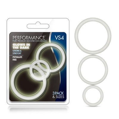 Performance Silicone Cock Ring 3 Pc Set White Glow - One Stop Adult Shop
