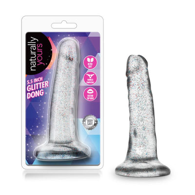 Naturally Yours Glitter Dong Clear 5.5in - One Stop Adult Shop