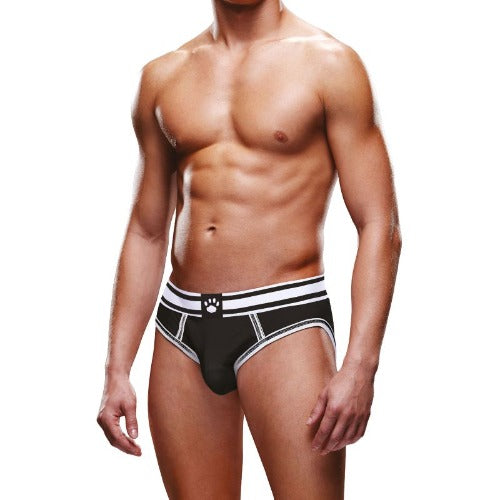 Prowler Open Back Brief White/Black - One Stop Adult Shop