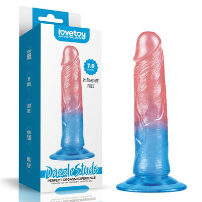 Dazzle Studs Dildo 7in Pink/Blue - One Stop Adult Shop