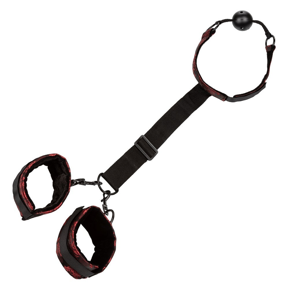 Scandal Breathable Ball Gag With Cuffs Red - One Stop Adult Shop