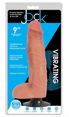 Jock 9" Vibrating Dong With Balls Vanilla - One Stop Adult Shop