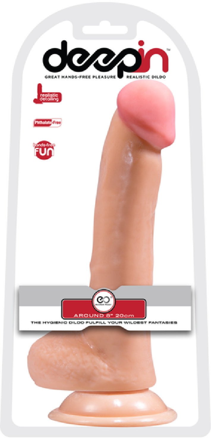 Deepin - 8" Realistic Dong With Balls (Flesh) - One Stop Adult Shop
