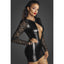 Power Wetlook Short Dress w Lace Sleeves - One Stop Adult Shop