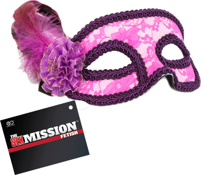 Feathered Masquerade Masks Pink & Purple - One Stop Adult Shop