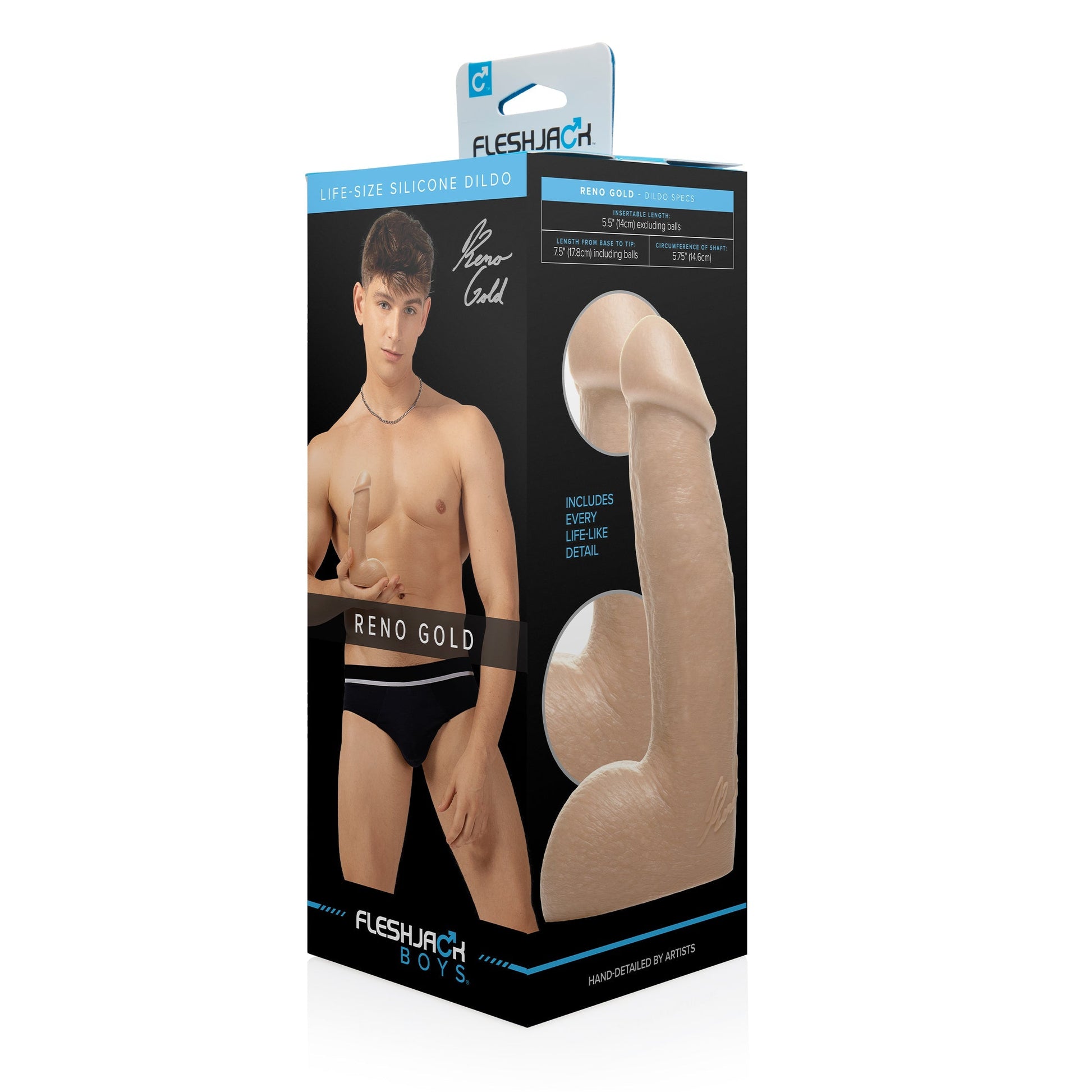 Fleshjack Boys Reno Gold Dildo - One Stop Adult Shop