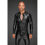 Power Wetlook Mens Jacket w Pleated PVC Epaulets - One Stop Adult Shop