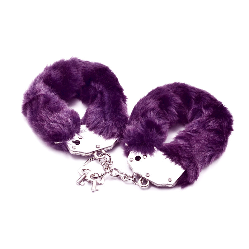 Fetish Pleasure Fluffy Hand Cuffs Purple - One Stop Adult Shop