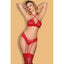 Sofia 4 Pc Bra Garter Thong & Stocking Set Red - One Stop Adult Shop