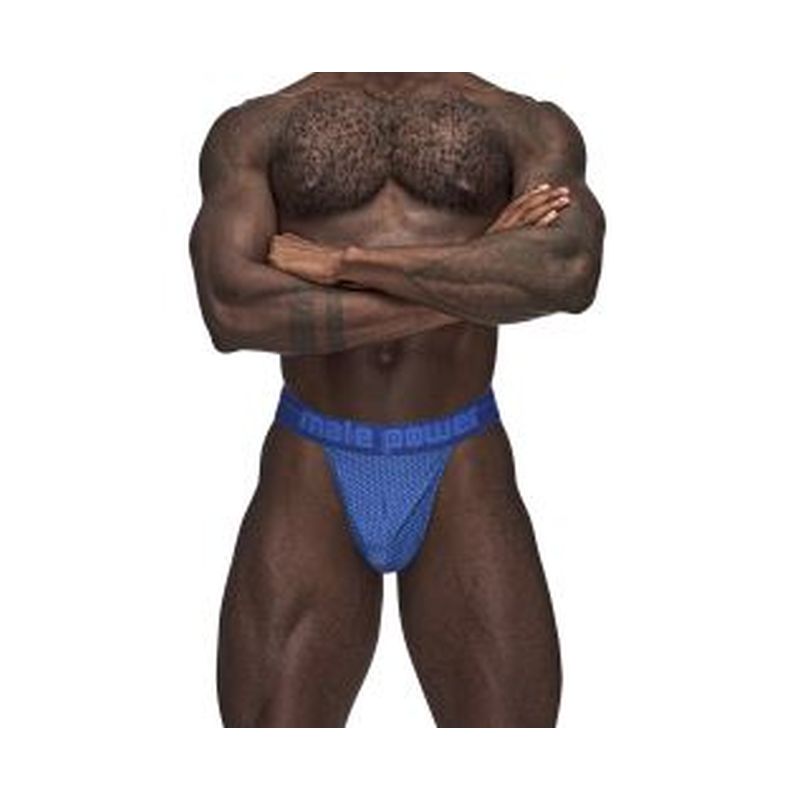 Male Power Sexagon Micro V Thong Blue - One Stop Adult Shop