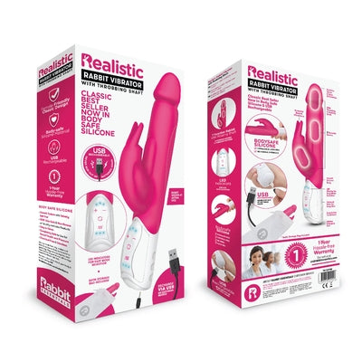 Rabbit Essentials Rechargeable Realistic Rabbit Hot Pink - One Stop Adult Shop