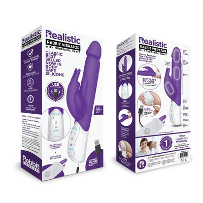 Rabbit Essentials Rechargeable Realistic Rabbit Hot Purple - One Stop Adult Shop