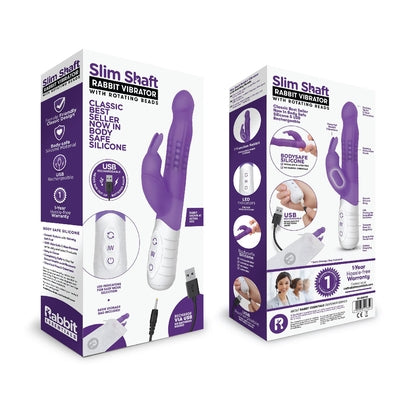 Rabbit Essentials Rechargeable Slim Shaft Rabbit - Hot Purple - One Stop Adult Shop