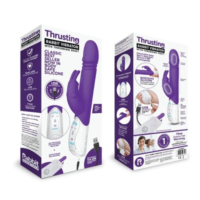 Rabbit Essentials Rechargeable Thrusting Rabbit - Hot Purple - One Stop Adult Shop