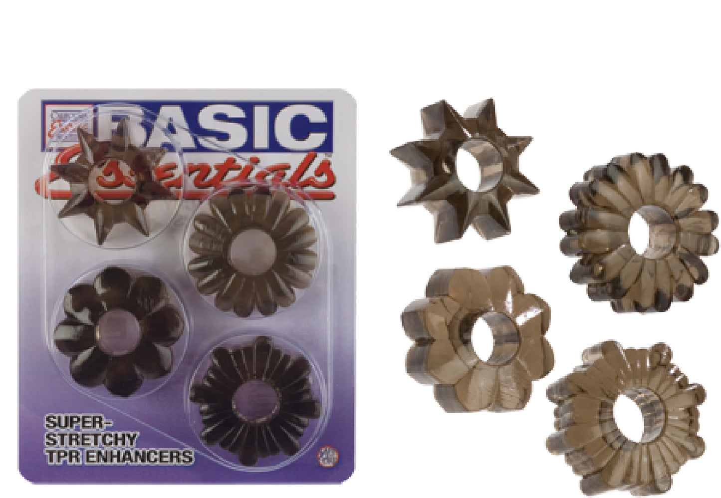 CalExotics - Basic Essentials Super Stretchy TPR Enhancers (Smoke) - One Stop Adult Shop