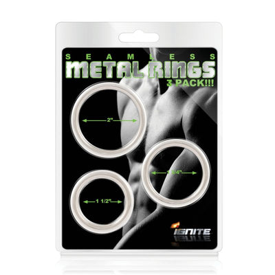 Seamless Metal Cock Ring 3 Pc Set - One Stop Adult Shop