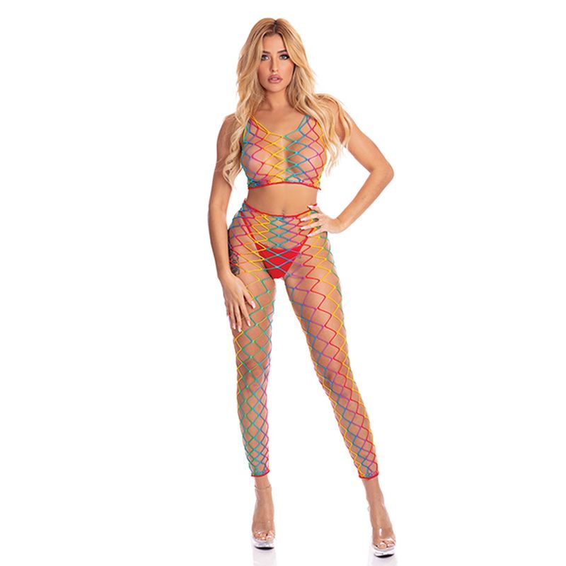 Rainbow 2 Pc Bodystocking - One Stop Adult Shop