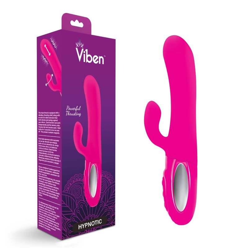 Viben Hypnotic Thrusting Rabbit Vibe w Swinging Clit Stim Hot Pink - One Stop Adult Shop