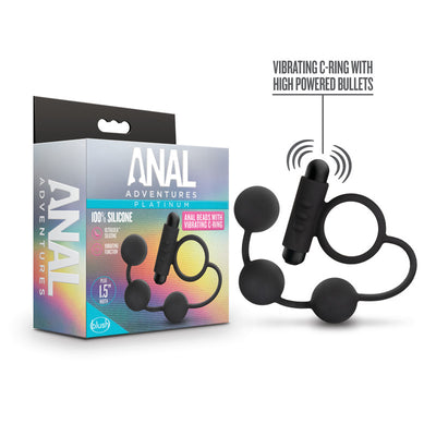 Anal Adventures Platinum Anal Beads & Vibrating C-Ring - One Stop Adult Shop