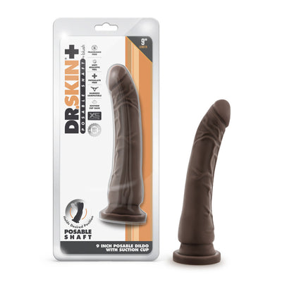 Dr Skin Plus 9'' Posable Dildo - Chocolate - One Stop Adult Shop