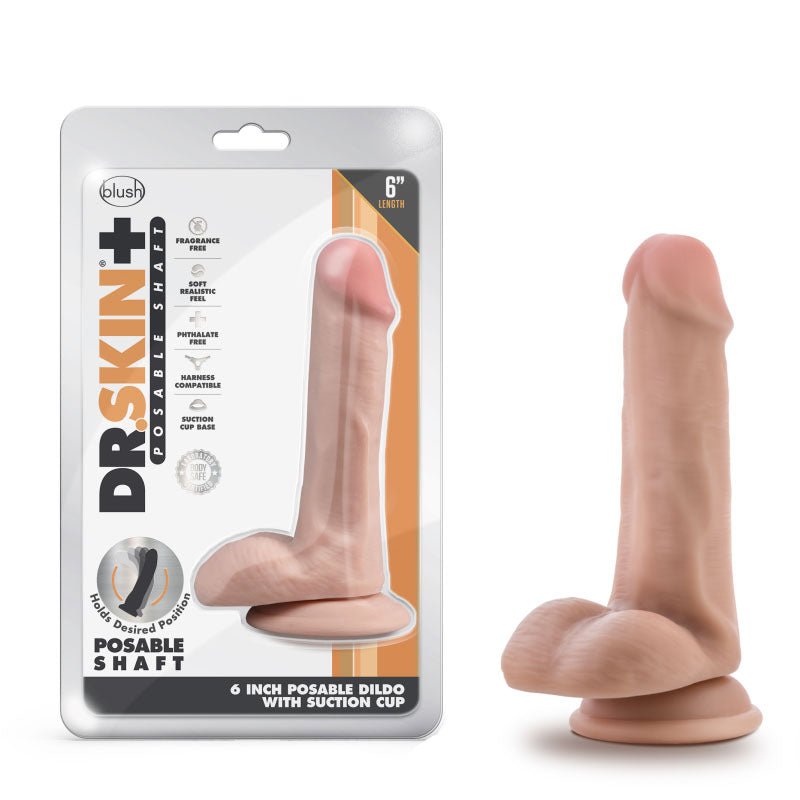 Dr. Skin Plus 6'' Girthy Poseable Dildo - One Stop Adult Shop