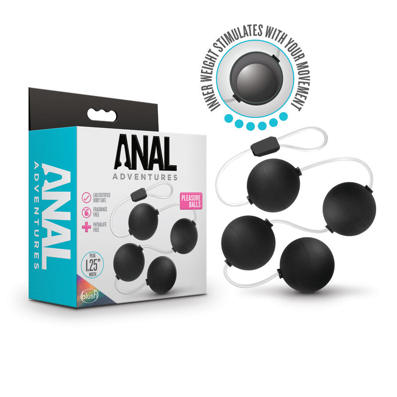 Anal Adventures Pleasure Balls - Black - One Stop Adult Shop