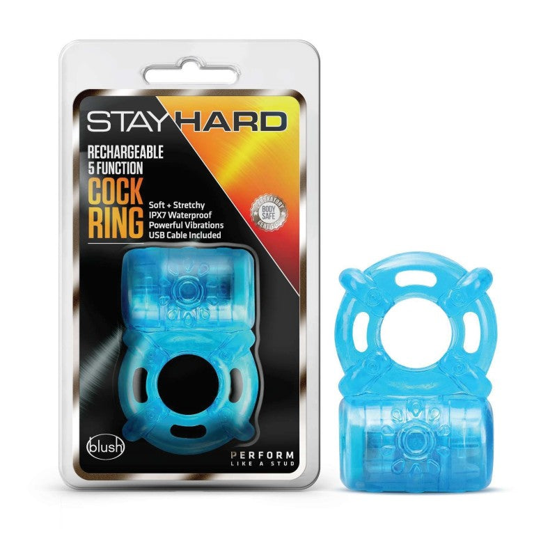 Stay Hard Rechargeable 5 Function Cock Ring - One Stop Adult Shop