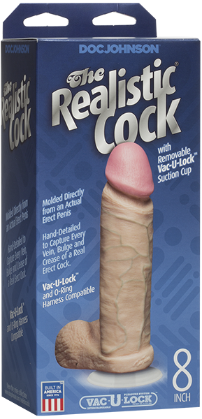 Cock 8" With Removable Vac-U-Lock Suction Cup (Vanilla) - One Stop Adult Shop