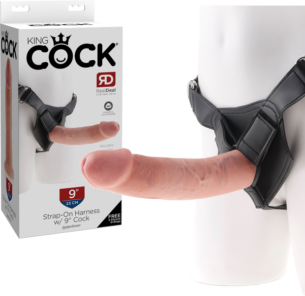 Strap On Harness With 9" Cock (Flesh) - One Stop Adult Shop