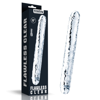 Flawless Clear Double Dildo 12'' - One Stop Adult Shop